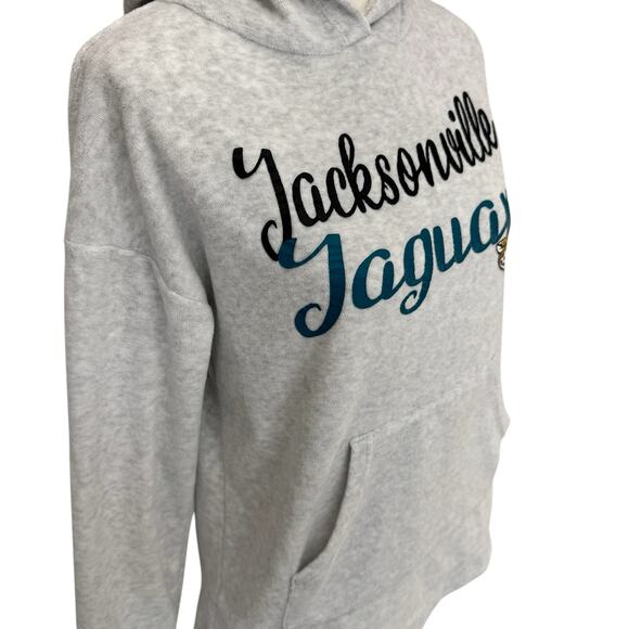 NFL Jacksonville Jaguars Sweatshirt Womens Small Gray Terry Velour Hoodie - Picture 6 of 13